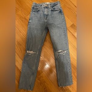 Zara Ripped High-rise Straight-leg Jeans